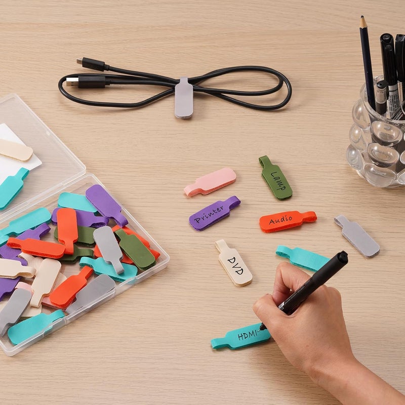 Trilancer Cable Cord Labels Large Size, for Organizing Wires and Identification, Multicolored Handwriting Cable Tags, Reusable with Multiple Uses - 35 PCS - Image 2